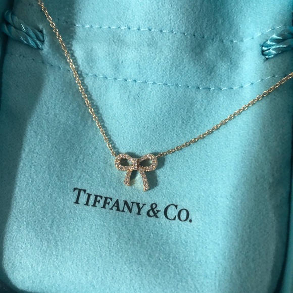 Tiffany 8k Rose Gold Diamond Bow 